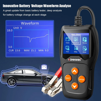 KONNWEI KW600 Тестер за акумулаторна батерия 12V 100 до 2000CCA 12 волта Инструменти за акумулаторна батерия за автомобил Бързо завъртане Зареждане Диагностика