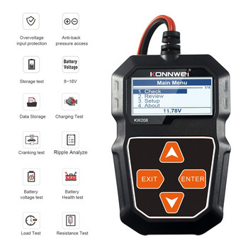 KONNWEI KW208 Battery Tester Car Digital 12V 100-2000CCA Automotive Battery Capacity Tester Tool