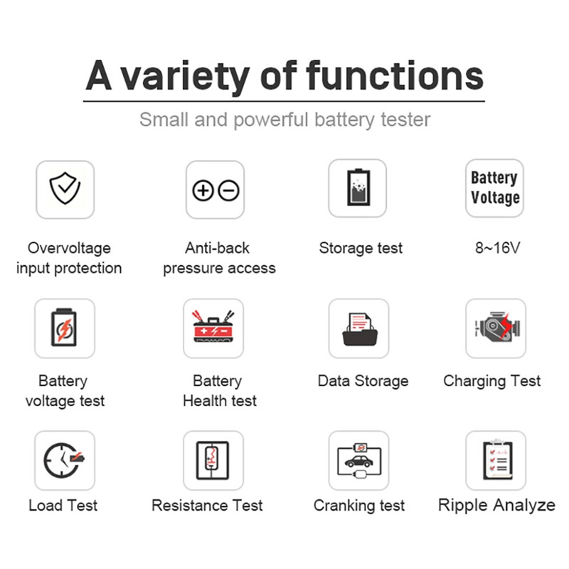 KONNWEI KW208 Battery Tester Car Digital 12V 100-2000CCA Automotive Battery Capacity Tester Tool