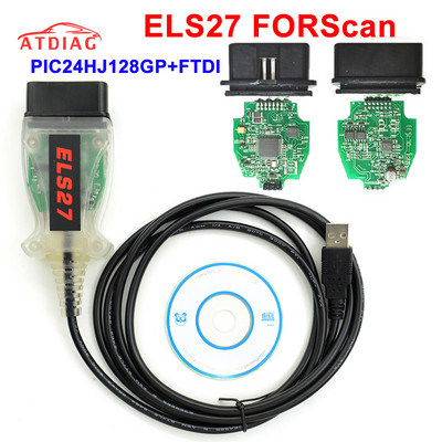 ELS27 FORScan V2.3.8 ELS zöld PCB PIC24HJ128GP+FTDI Mircochip autós OBD2 diagnosztikai eszköz ELM327&J2534 Pss-Thru for FORD for Mazda