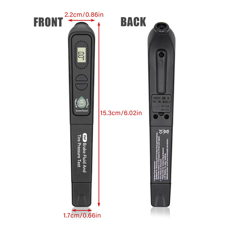 Tester digital 2 în 1 pentru lichidul de frână a uleiului de mașină 3 LED-uri pentru testarea presiunii în anvelope Pen Diagnostic Tpms Tester automat pentru manometrul presiunii în anvelope