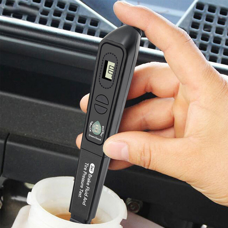 Tester digital 2 în 1 pentru lichidul de frână a uleiului de mașină 3 LED-uri pentru testarea presiunii în anvelope Pen Diagnostic Tpms Tester automat pentru manometrul presiunii în anvelope
