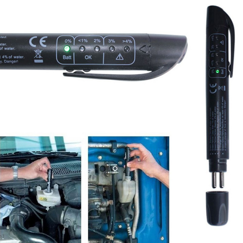 Universalus stabdžių skysčio testeris Tikslus alyvos kokybės diagnostikos įrankis LED indikatorius Skysčio tikrinimo rašiklis Automobilių stabdžių alyvos testeris