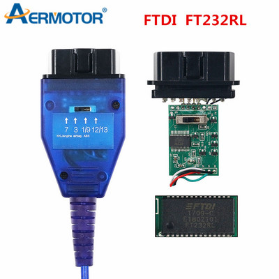 KKL 409.1 FTDI FT232RL чип VAG COM V 409 OBDII кабел за автоматичен скенер Автомобилен компютърен диагностичен интерфейс 4-посочен превключвател за многомарков автомобил