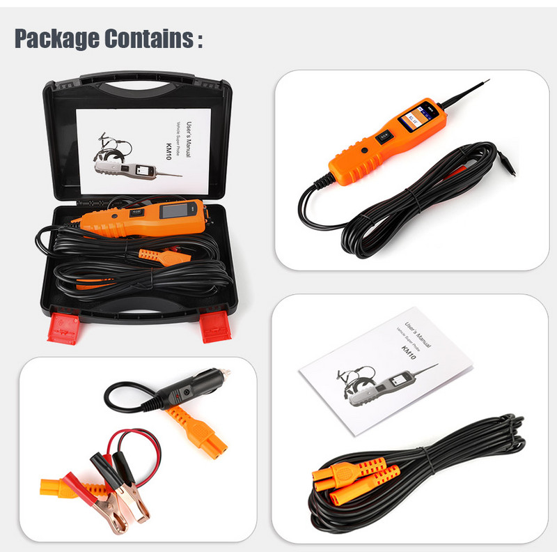 KZYEE KM10 Tester de circuit auto Powerscan Sondă de putere a circuitului Scaner auto Tester de sistem electric Instrument de diagnosticare a mașinii