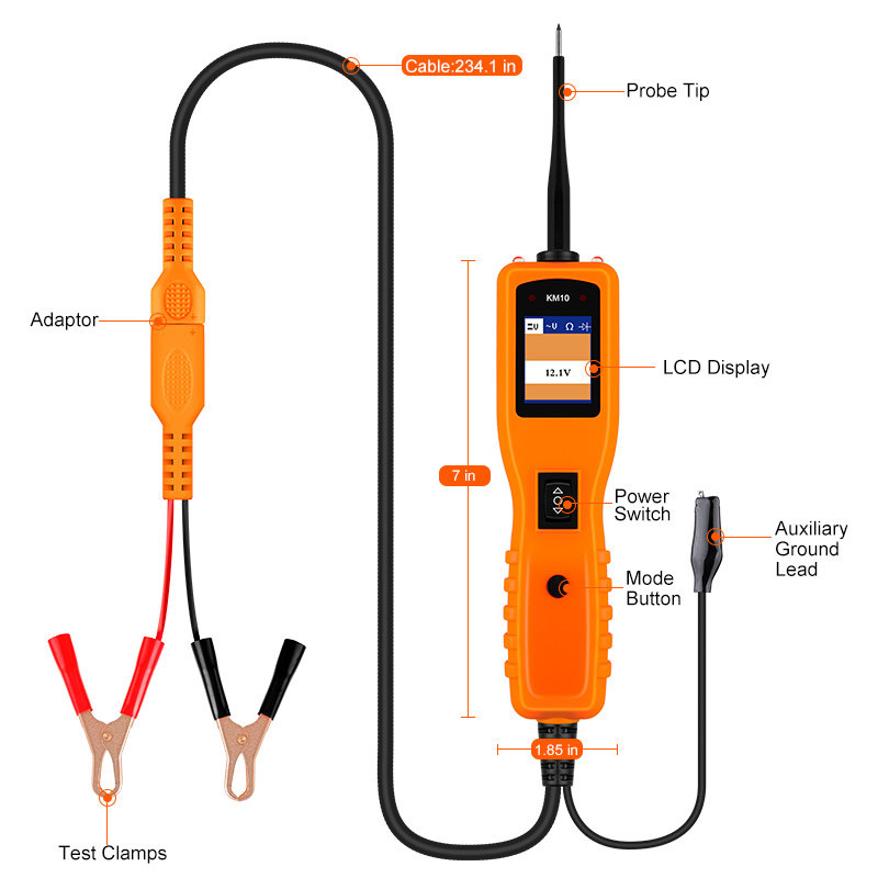 KZYEE KM10 Tester de circuit auto Powerscan Sondă de putere a circuitului Scaner auto Tester de sistem electric Instrument de diagnosticare a mașinii