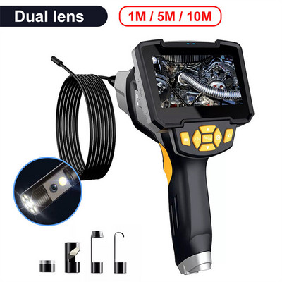 Dual-Lens Borescope Inspection Camera Industrial Endoscope with Light Waterproof Digital Video Scope Camera for Automotive, Pipe