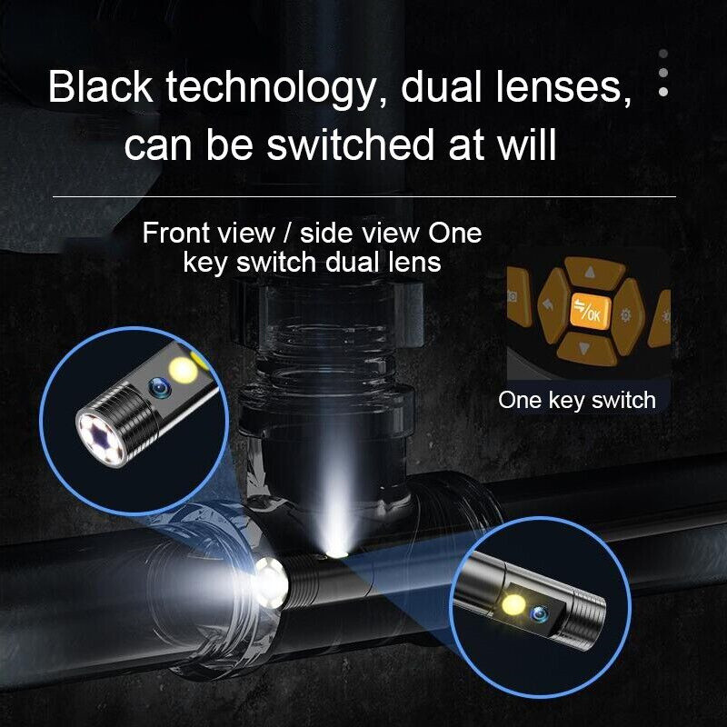 Kahe objektiiviga boreskoobi kontrollkaamera tööstuslik endoskoop koos kerge veekindla digitaalse videoskoobi kaameraga autotööstusele, torudele