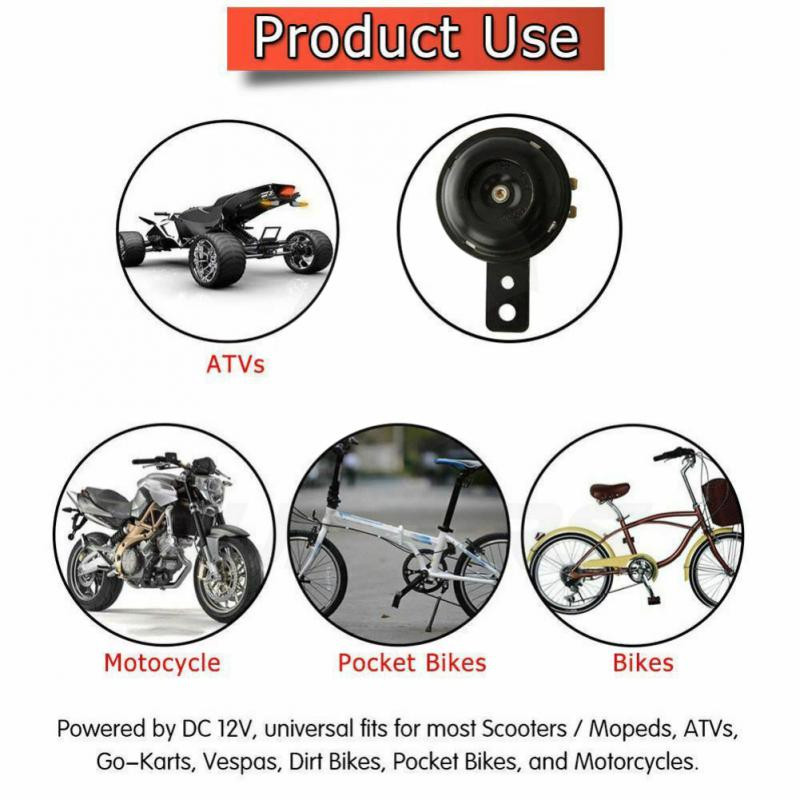 Claxon pentru motociclete Kit claxon electric universal 12V/48V 1.5A 105db Difuzoare rotunde de claxon tare rezistente la apa pentru scooter, ciclomotor, Dirt Bike