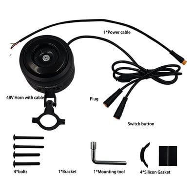 FEDOG DIY 12V 48V Ebike Claxon 12Vdc 48V Clopoțel Super Loud Claxon pentru bicicletă electrică Scuter electric fără baterie în interior