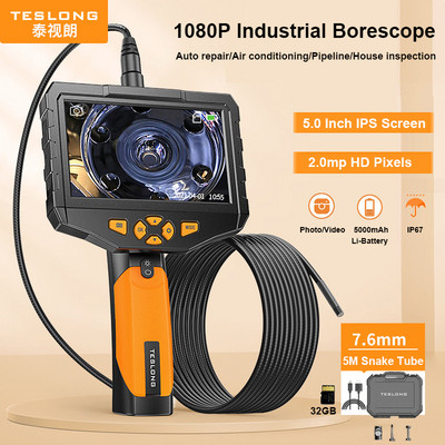 TESLONG 5.0" LCD digitális boroszkóp 3.9/5.5/7.6/8MM egy-/két-/háromlencsés ipari endoszkóp 1080P HD autóvizsgáló kamera