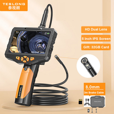 TESLONG 5.0" LCD digitális boroszkóp 3.9/5.5/7.6/8MM egy-/két-/háromlencsés ipari endoszkóp 1080P HD autóvizsgáló kamera