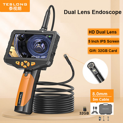 TESLONG 5.0" LCD digitális boroszkóp 3.9/5.5/7.6/8MM egy-/két-/háromlencsés ipari endoszkóp 1080P HD autóvizsgáló kamera