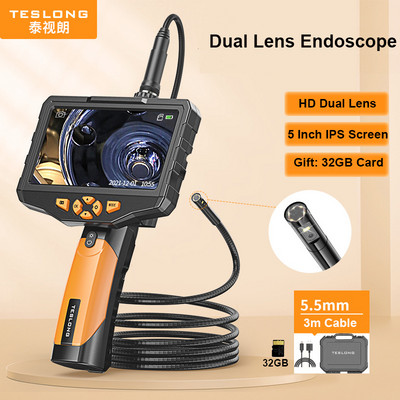 TESLONG 5.0" LCD digitális boroszkóp 3.9/5.5/7.6/8MM egy-/két-/háromlencsés ipari endoszkóp 1080P HD autóvizsgáló kamera
