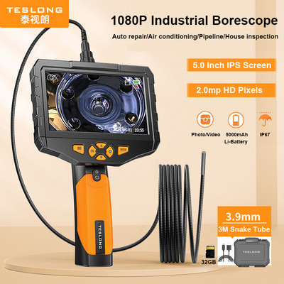 TESLONG 5.0" LCD digitális boroszkóp 3.9/5.5/7.6/8MM egy-/két-/háromlencsés ipari endoszkóp 1080P HD autóvizsgáló kamera