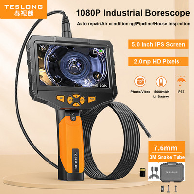 TESLONG 5.0" LCD digitális boroszkóp 3.9/5.5/7.6/8MM egy-/két-/háromlencsés ipari endoszkóp 1080P HD autóvizsgáló kamera