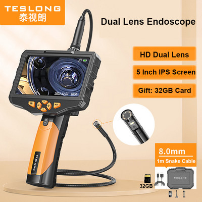 TESLONG 5.0" LCD digitális boroszkóp 3.9/5.5/7.6/8MM egy-/két-/háromlencsés ipari endoszkóp 1080P HD autóvizsgáló kamera