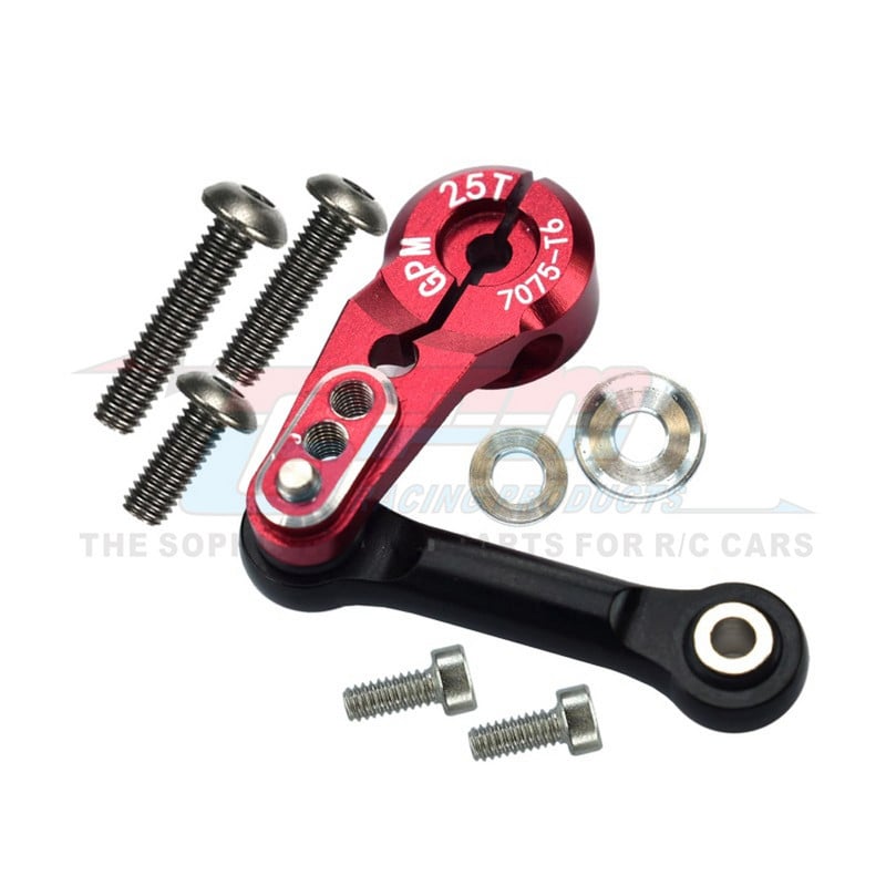 GPM Metal Aluminiu 25T Servo Braț Claxon + Legătură de direcție Tijă 9526 + 9544 pentru Traxxas 1/8 Sledge 4WD Monster Truck 95076-4