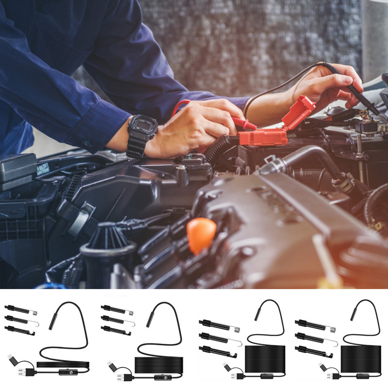 Veekindel endoskoobi boreskoop, reguleeritav 6 LED-iga 5,5 mm endoskoobikaamera 3-ühes C-tüüpi mikro-USB kontrollboreskoop telefoni arvutile