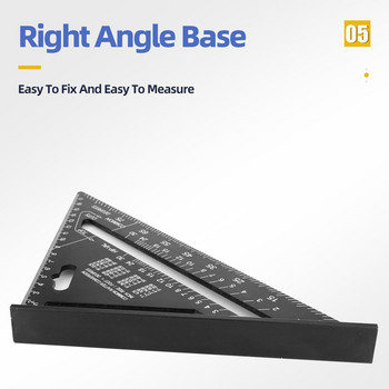 Триъгълна линийка 7-инчов инструмент за измерване от алуминиева сплав Дърводелец Комплект квадратни ъглови дървообработващи инструменти Опитайте квадратна триъгълна метрика