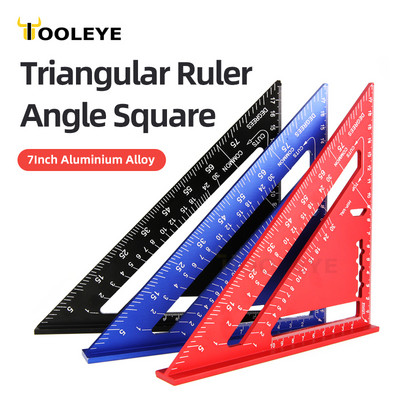 Триъгълна линийка 7-инчов инструмент за измерване от алуминиева сплав Дърводелец Комплект квадратни ъглови дървообработващи инструменти Опитайте квадратна триъгълна метрика