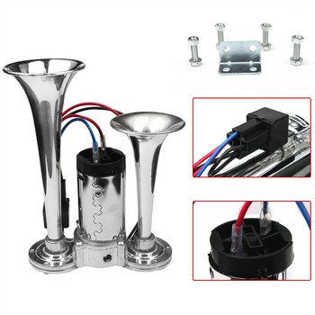 600DB 12V Dual Trumpets Super Loud Car Electric Horn Truck Boat Train Speaker Car 12V Compressor Air Horn with Wires Relay