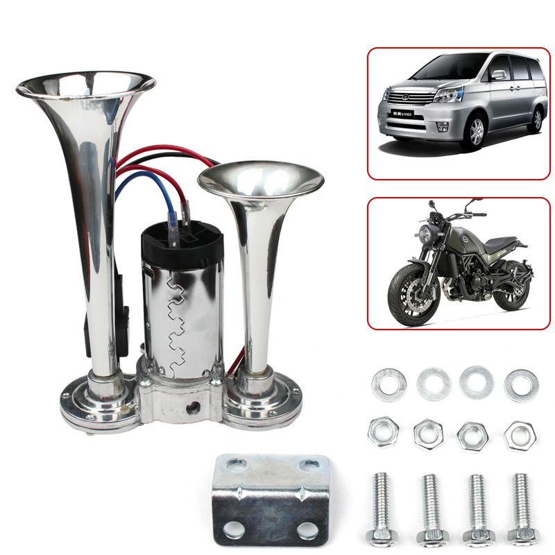 600DB 12V dvigubi trimitai Super Loud Automobilinis elektrinis garso signalas Sunkvežimis Valtis Traukinys Garsiakalbis Automobilis 12V Kompresorius Oro signalas su laidų rele