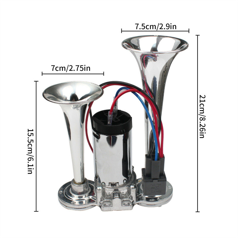 600DB 12V dvigubi trimitai Super Loud Automobilinis elektrinis garso signalas Sunkvežimis Valtis Traukinys Garsiakalbis Automobilis 12V Kompresorius Oro signalas su laidų rele