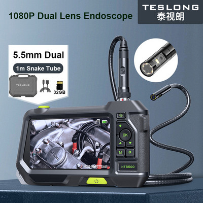 Teslong NTS500 dvigubo objektyvo trigubo lęšio automatinio fokusavimo endoskopas IP67 tikrinimo kameros boreskopas, skirtas automobilio variklio patikros vamzdyno remontui