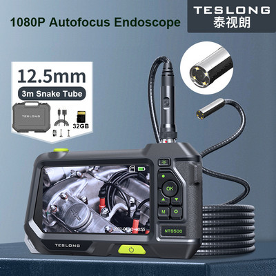 Teslong NTS500 dvigubo objektyvo trigubo lęšio automatinio fokusavimo endoskopas IP67 tikrinimo kameros boreskopas, skirtas automobilio variklio patikros vamzdyno remontui