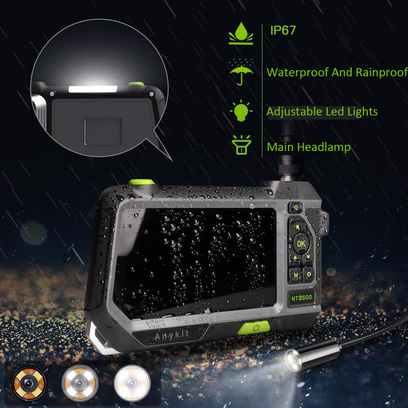 Teslong NTS500 dvigubo objektyvo trigubo lęšio automatinio fokusavimo endoskopas IP67 tikrinimo kameros boreskopas, skirtas automobilio variklio patikros vamzdyno remontui