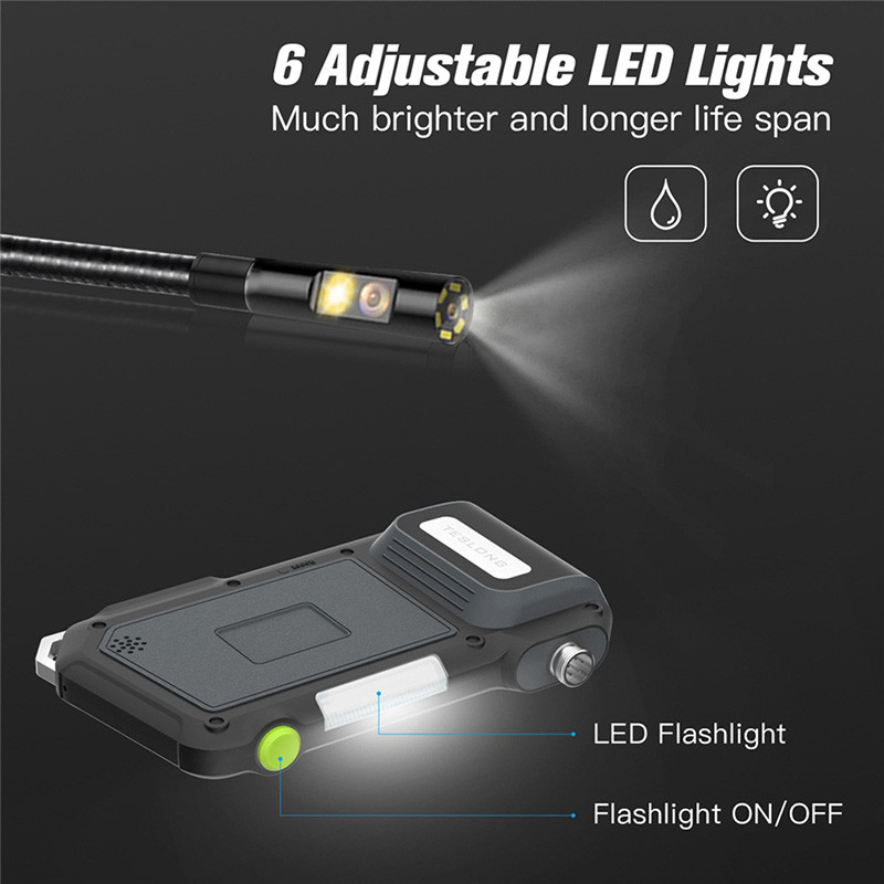 Teslong NTS500 dvigubo objektyvo trigubo lęšio automatinio fokusavimo endoskopas IP67 tikrinimo kameros boreskopas, skirtas automobilio variklio patikros vamzdyno remontui