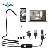 3 az 1-ben Tpye-c USB endoszkópos kamera HD kamerafej IP67 vízálló borescope videovizsgálat 6 LED-del állítható Android rendszerhez