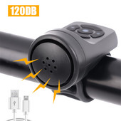 Claxon electric pentru bicicletă reîncărcabilă prin USB, 4 moduri, claxon de alarmă antifurt pentru ciclism de munte, accesorii pentru biciclete