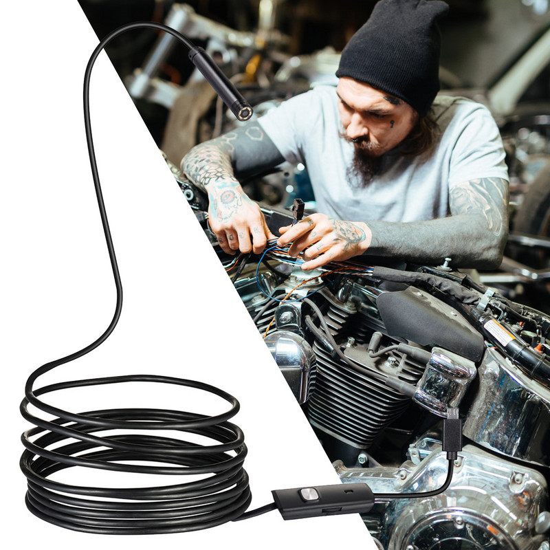 Mini-endoskoobi kaamera veekindel endoskoop-boreskoop reguleeritav pehme traat 6 LED-i 7 mm Android-tüüpi C USB-kontrollikaamera autole