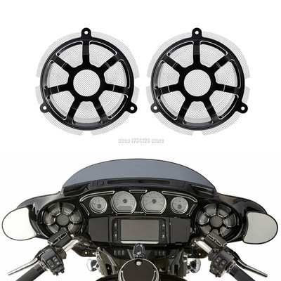 Capac masti pentru grilaj difuzor frontal negru/cromat CNC 2buc pentru Harley Touring Street Glide Electra Glide CVO Limited FLHTKSE 2014-Up