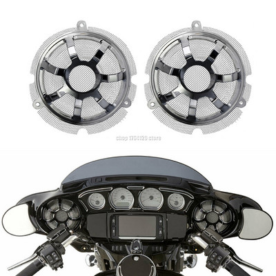 Capac masti pentru grilaj difuzor frontal negru/cromat CNC 2buc pentru Harley Touring Street Glide Electra Glide CVO Limited FLHTKSE 2014-Up