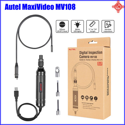 Autel MaxiVideo MV108 Automotive 8.5mm/0.33" Цифрова инспекционна камера Ендоскоп Работа с таблети Autel Модел MK808BT MK906Pro
