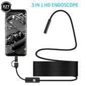 USB Endoszkóp kamera Rugalmas IP67 Vízálló 6 Állítható LED Autóellenőrző Borescope Kamera Micro USB OTG Type C Androidhoz