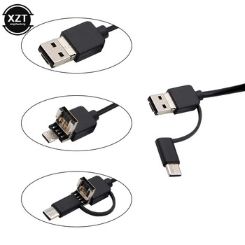 USB ендоскопска камера Гъвкава IP67 Водоустойчива 6 регулируеми светодиода Бороскопна камера за проверка на автомобил Micro USB OTG Type C за Android