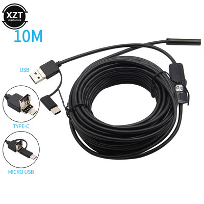 USB Endoszkóp kamera Rugalmas IP67 Vízálló 6 Állítható LED Autóellenőrző Borescope Kamera Micro USB OTG Type C Androidhoz