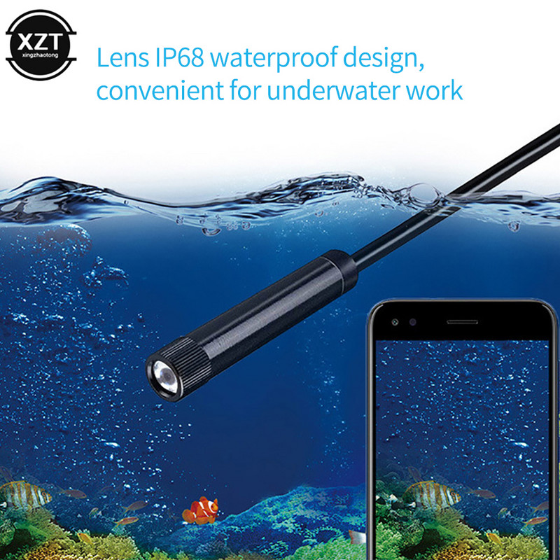 USB Endoszkóp kamera Rugalmas IP67 Vízálló 6 Állítható LED Autóellenőrző Borescope Kamera Micro USB OTG Type C Androidhoz