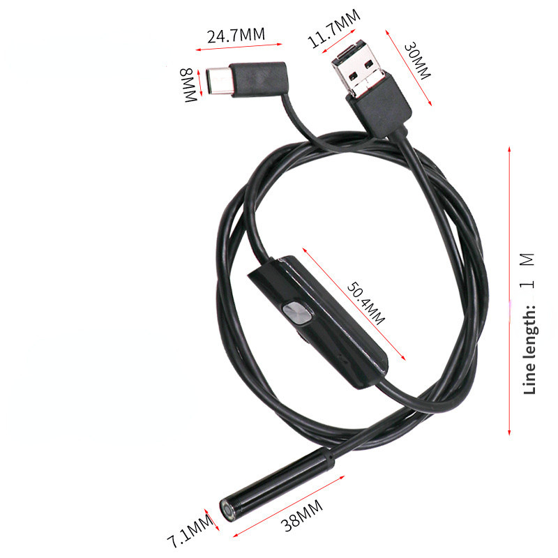 Autó Endoszkóp járműkarbantartás HD kamera 7mm Forgatható lencse Endoszkóp ellenőrzés Cső IP68 Vízálló USB Snake kamera