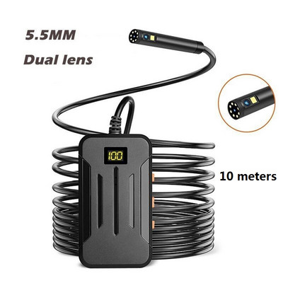 5,5 mm-es ipari WIFI endoszkóp HD1080P 9LED-s, kétlencsés kamera autóellenőrző boroszkóp IP68 vízálló 2600mAh merev kábel