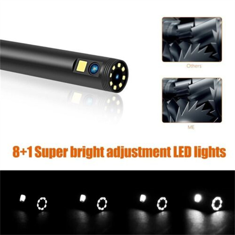 5,5 mm-es ipari WIFI endoszkóp HD1080P 9LED-s, kétlencsés kamera autóellenőrző boroszkóp IP68 vízálló 2600mAh merev kábel