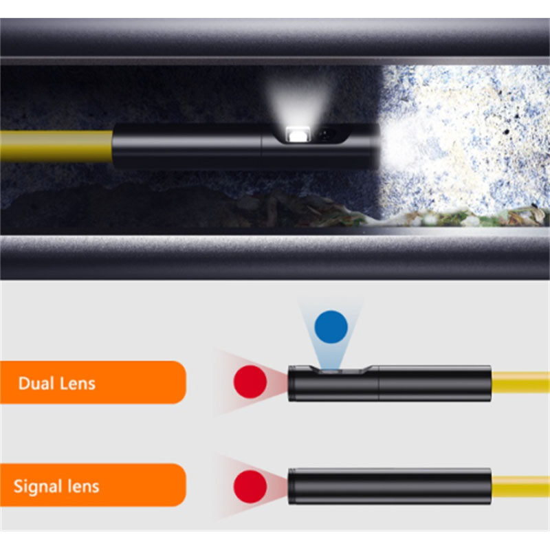 5,5 mm-es ipari WIFI endoszkóp HD1080P 9LED-s, kétlencsés kamera autóellenőrző boroszkóp IP68 vízálló 2600mAh merev kábel
