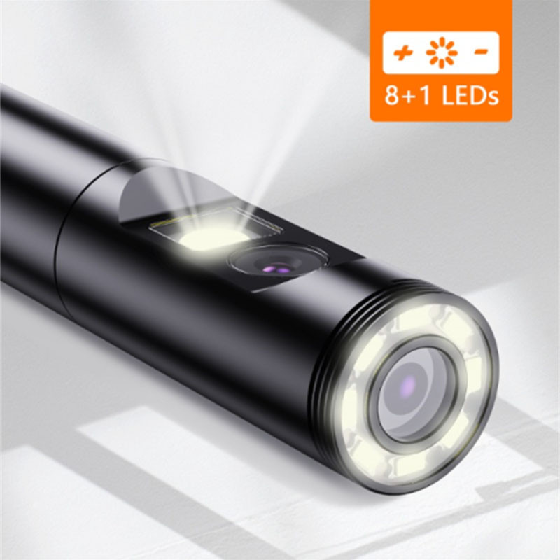 5,5 mm-es ipari WIFI endoszkóp HD1080P 9LED-s, kétlencsés kamera autóellenőrző boroszkóp IP68 vízálló 2600mAh merev kábel