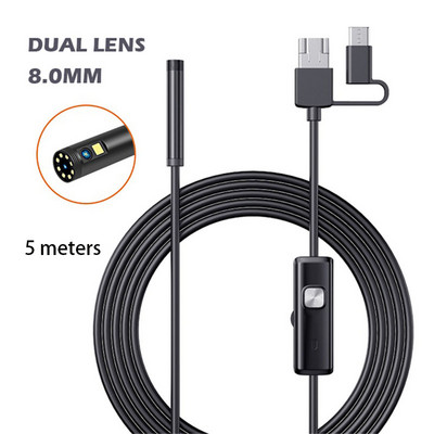 8mm 1/2/3.5/5/10 méter 9LED ipari endoszkóp 1080P HDBorescope vizsgáló kamera Micro USB Type-c autós kiegészítők