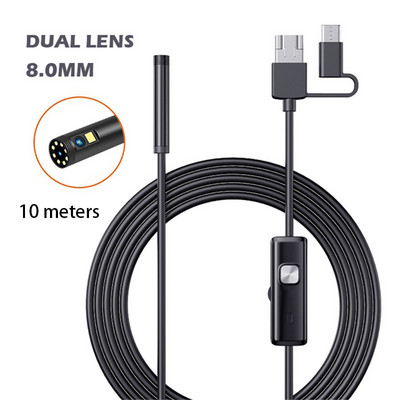 8mm 1/2/3.5/5/10 méter 9LED ipari endoszkóp 1080P HDBorescope vizsgáló kamera Micro USB Type-c autós kiegészítők