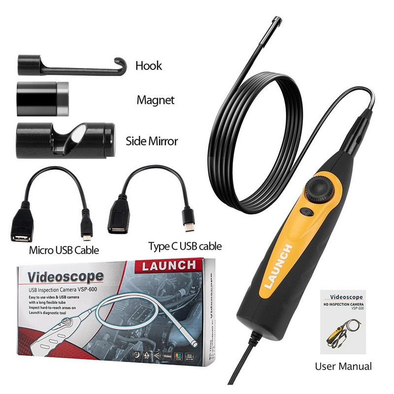 Originálny videoskop LAUNCH X431 VSP600 s HD kamerou, vodotesný IP67 a 6 LED diódami, nastaviteľná videoinšpekcia pre X431 V / PRO3S+ / PAD V